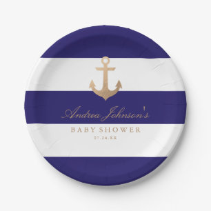 Nautical Navy Babydusche Pappteller