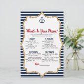 Nautical Navy Blau in Ihrem Telefon Baby Duschspie Briefpapier (Stehend Vorderseite)