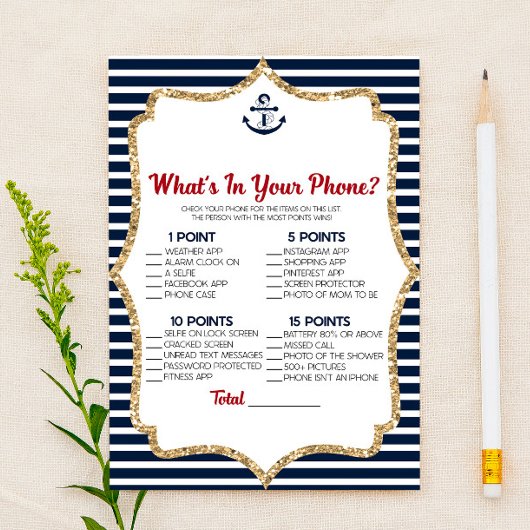 Nautical Navy Blau in Ihrem Telefon Baby Duschspie Briefpapier