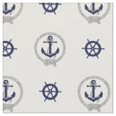 Nautical Navy blauer Anker/blaues Schiffsrad Stoff (Nahaufnahme)