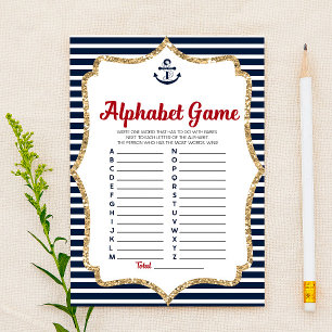 Nautical Navy Blue Alphabet Baby Showspiel Briefpapier