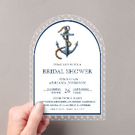 Nautical Navy Blue Anchor Arch Bridal Shower Acryleinladungen