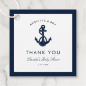 Nautical Navy Blue Anchor Baby Dusche Vielen Dank Geschenkanhänger (Vorderseite)