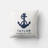 Nautical Navy Blue Anchor Baby Shooter Personalisi Kissen (Vorderseite)