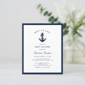 Nautical Navy Blue Anchor Baby Shower Einladung (Stehend Vorderseite)