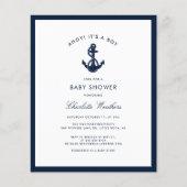 Nautical Navy Blue Anchor Baby Shower Einladung (Vorderseite)