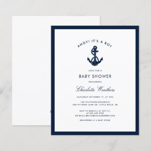Nautical Navy Blue Anchor Baby Shower Einladung