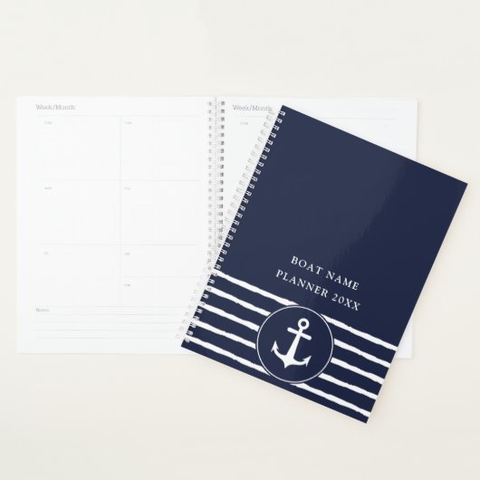 Nautical Navy Blue Anchor Boat Name 2023 Planer (Anzeige)