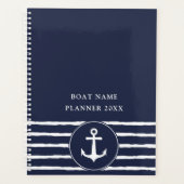 Nautical Navy Blue Anchor Boat Name 2023 Planer (Vorderseite)