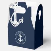 Nautical Navy Blue Anchor Boat Name Custom Geschenkschachtel (Geöffnet)