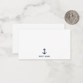 Nautical Navy Blue Anchor Boat Name Custom Mitteilungskarte (Vorderseite/Rückseite Beispiel)
