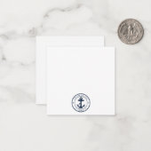 Nautical Navy Blue Anchor Boat Name Custom Mitteilungskarte (Vorderseite/Rückseite Beispiel)