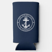 Nautical Navy Blue Anchor Boat Name Custom Selters Dosenkühler (Rückseite)