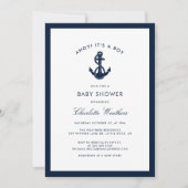 Nautical Navy Blue Anchor Boy Baby Shooter Einladung (Vorderseite)