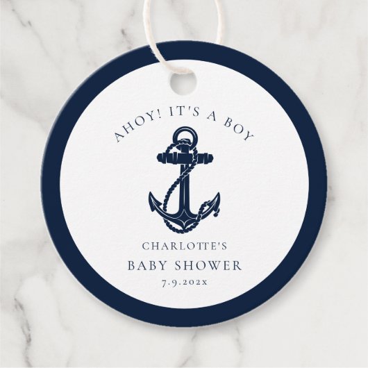 Nautical Navy Blue Anchor Boy Baby Shooter Geschenkanhänger (Vorderseite)