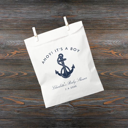 Nautical Navy Blue Anchor Boy Baby Shooter Geschenktütchen