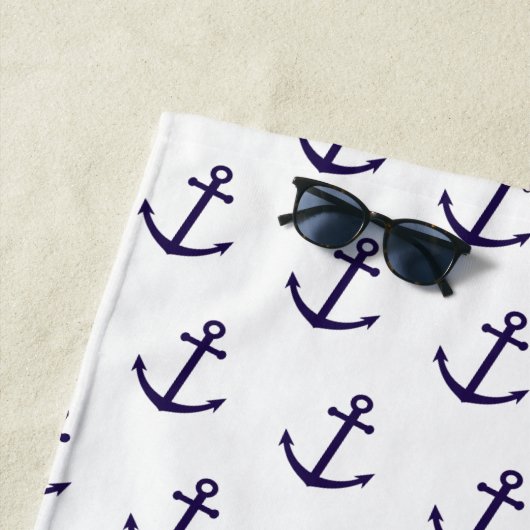 Nautical Navy Blue Anchor Custom Beach Handtuch (Beispiel)