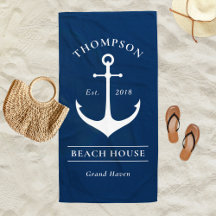 Nautical Navy Blue Anchor Custom Vacacation Zuhaus