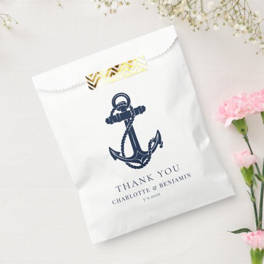 Nautical Navy Blue Anchor Custom Wedding Geschenktütchen (Versiegelt)