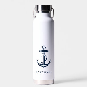 Nautical Navy Blue Anchor Family Cruise Custom Trinkflasche