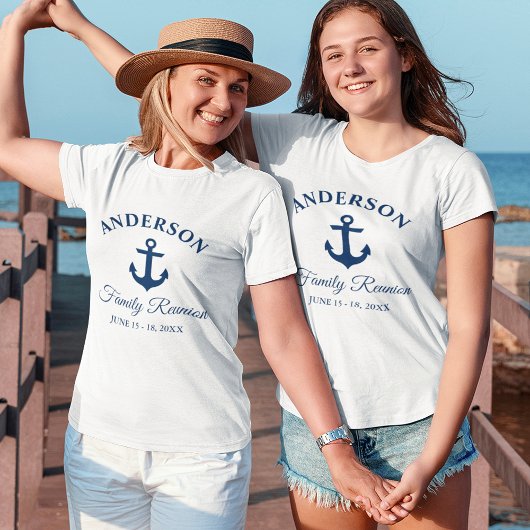 Nautical Navy Blue Anchor Family Wiedersehen Women T-Shirt