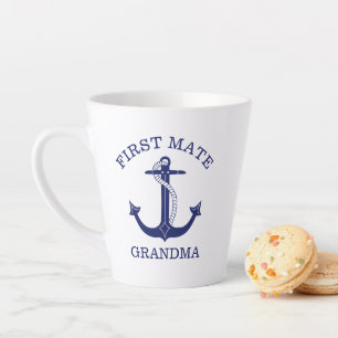 Nautical Navy Blue Anchor First Mate Oma Milchtasse