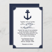 Nautical Navy Blue Anchor Hochzeit Einladung (Vorne/Hinten)