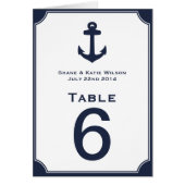 Nautical Navy Blue Anchor Hochzeit Tischnummer (Vorne)