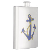 Nautical Navy Blue Anchor mit Goldseil Flachmann (Rechts)