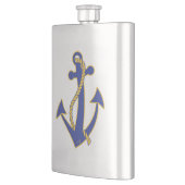 Nautical Navy Blue Anchor mit Goldseil Flachmann (Links)