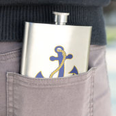 Nautical Navy Blue Anchor mit Goldseil Flachmann (Beispiel)
