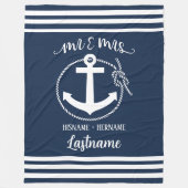 Nautical Navy Blue Anchor Mr. and Mrs. Fleecedecke (Vorderseite)