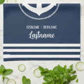 Nautical Navy Blue Anchor Mr. and Mrs. Geschirrtuch (Gefaltet)