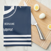 Nautical Navy Blue Anchor Mr. and Mrs. Geschirrtuch (Viertel Falte)