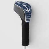 Nautical Navy Blue Anchor Mr. and Mrs. Golf Headcover (angewinkelt)