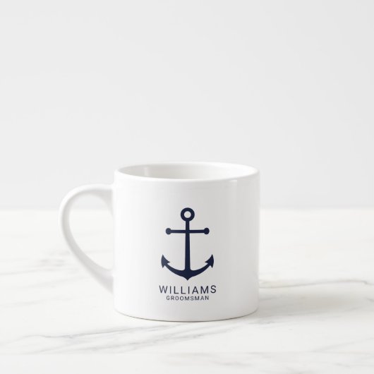 Nautical Navy Blue Anchor Personalized Groomsmen C Espressotasse (Links)