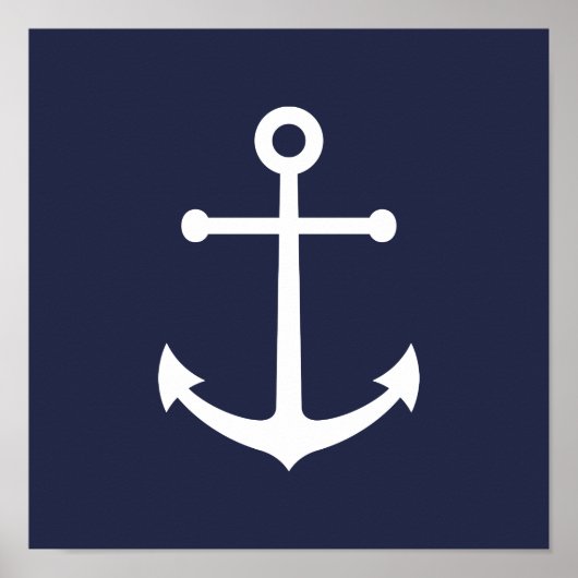 Nautical Navy Blue Anchor Poster (Vorne)