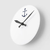 Nautical Navy Blue Anchor Runde Wanduhr (Winkel)