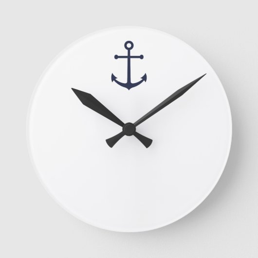 Nautical Navy Blue Anchor Runde Wanduhr (Vorderseite)