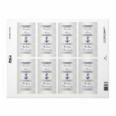 Nautical Navy Blue Anchor Silver Wht V Weinflasche (Vorne)