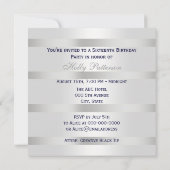 Nautical Navy Blue Anchor Silver Wt BG SQ Sweet 16 Einladung (Rückseite)