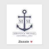 Nautical Navy Blue Anchor Wedding Aufkleber (Blatt)