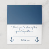 Nautical Navy Blue Anchor Wedding Brautparty Platzkarte (Außenseite Aufgefaltet)