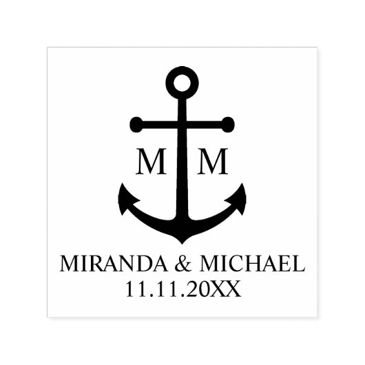Nautical Navy Blue Anchor Wedding Permastempel (Design)