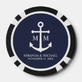 Nautical Navy Blue Anchor Wedding Pokerchips (Rückseite)