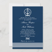Nautical Navy Blue Anchor Wedding Rehearsal Dinner Einladung (Vorderseite)