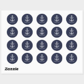 Nautical Navy Blue Anchor Wedding Runder Aufkleber (Blatt)