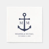 Nautical Navy Blue Anchor Wedding Serviette (Vorderseite)