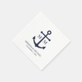 Nautical Navy Blue Anchor Wedding Serviette (Ecke)