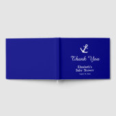 Nautical Navy Blue and White Anchor Baby Shows Gästebuch (Voll)